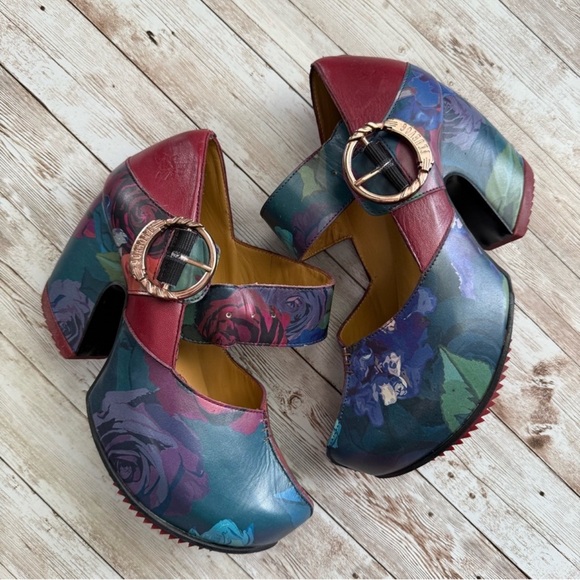 John Fluevog Prepare Leader Platform Mary Jane Heels Floral Size 6 - Picture 16 of 16